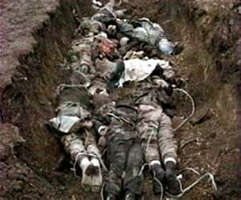 Kubur-kubur muslim Chechen selepas diikat dengan wayar
